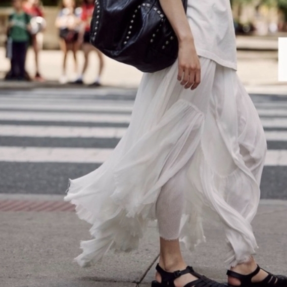 Free People FP ONE Clover White Maxi Skirt Boho Festival Size Small - Picture 7 of 11